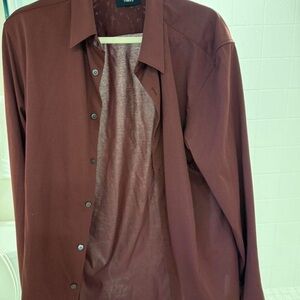 Theory Men's Brown/red button down shirt